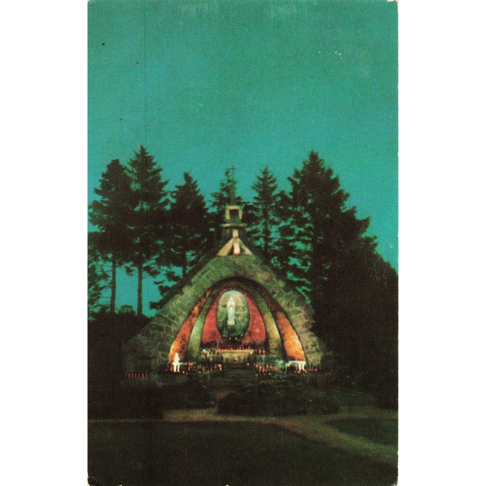 Vintage Grotto at Night Franciscan Monastery Kennebunkport Maine Postcard 1975 - Picture 1 of 2